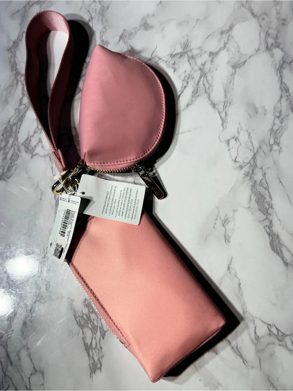 Lululemon dual pouch wristlet wallet pink gold